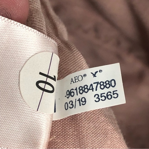 AEO 2 high rise Pink Wide Leg Crop Pants 3565 button 0343 American eagle - Picture 6 of 11